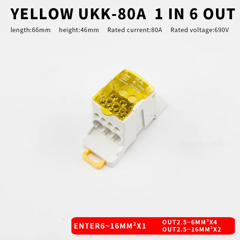 Distribution Box One In Several Out Power Wire Universal Electric Connector Junction Din Rail Terminal Block UKK 80A160A250A400A