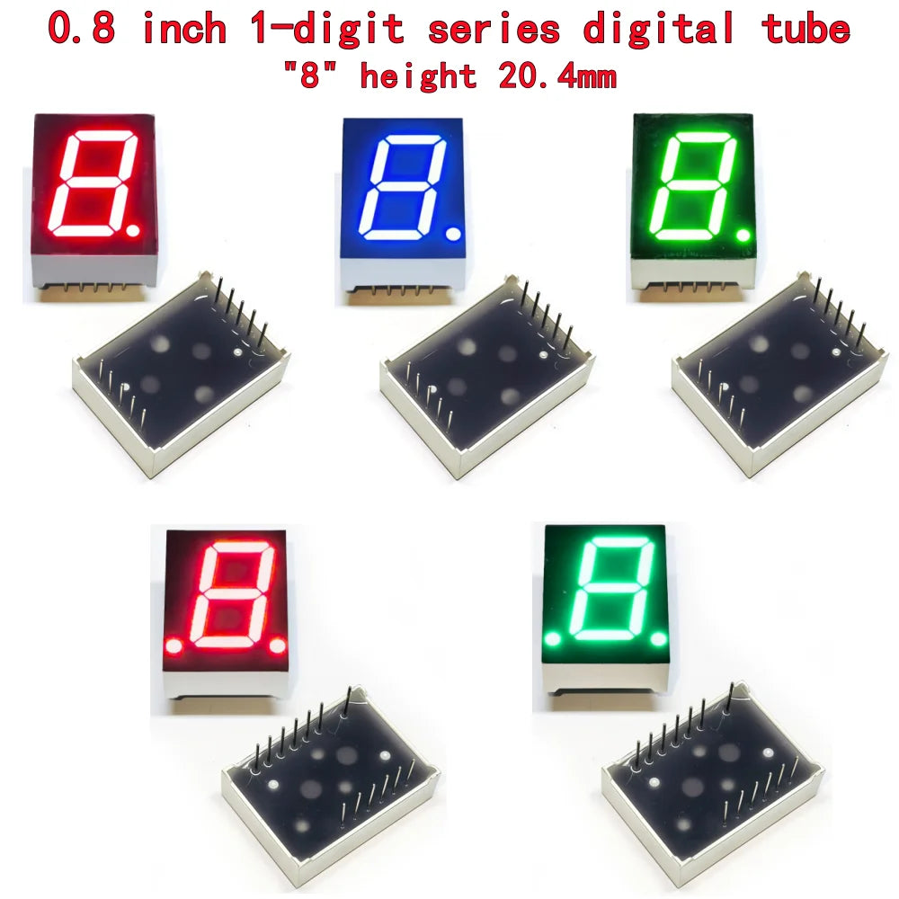 10PCS 0.8 inch 1-digit digital tube 20mmX27.7mm digital display screen "8" high 20.4mm 7-segment digital tube 8106 series 8102