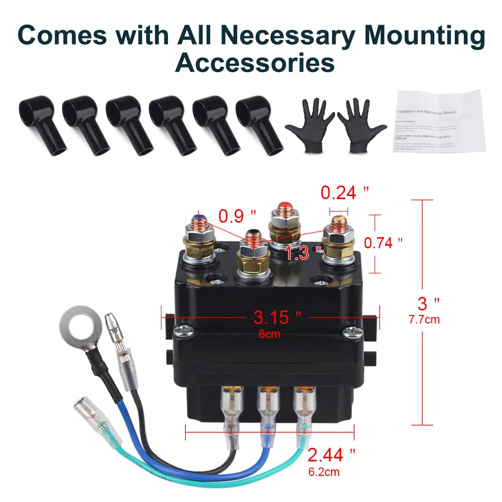 12V 24V universal winch electromagnetic relay contactor winch rocker switch thumb 250A combination kit For ATV/UTV 4WD Winches
