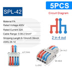 Quick Electrical Connectors Universal Compact Push-in Conductor SPL Splitter Wiring Cable Connector Butt Terminal Block AWG28-12