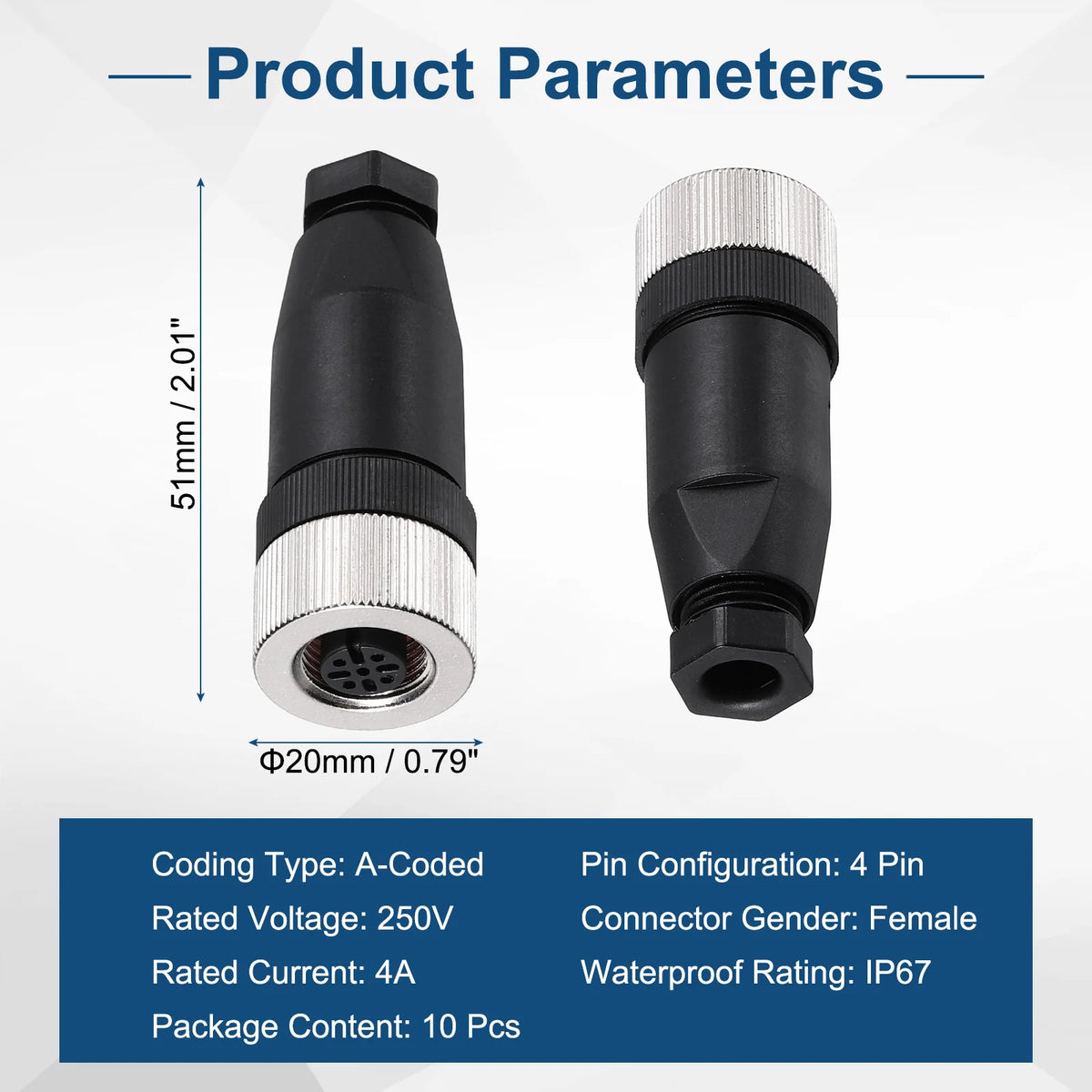 10Pcs 4/5/8 Pin M12 Male/Female Aviation Wire Connector A Code Waterproof IP67 Circular Connector Aviation Plug for Automation