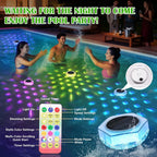 Solar Pool Lights 1/2 Pack, RGB Changing Floating Pool Lights with 10m Remote Control, 4 Dimming, 13 Lighting, Timing Mode, IP68 Waterproof for Inground/Above Ground Pool, Party Decoration