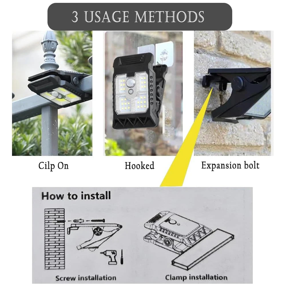 LED Solar Clip Light Portable Waterproof Body Sensor Solar Lamp Outdoor Courtyard Garden Lamp Patio Home Camping Wall Lights