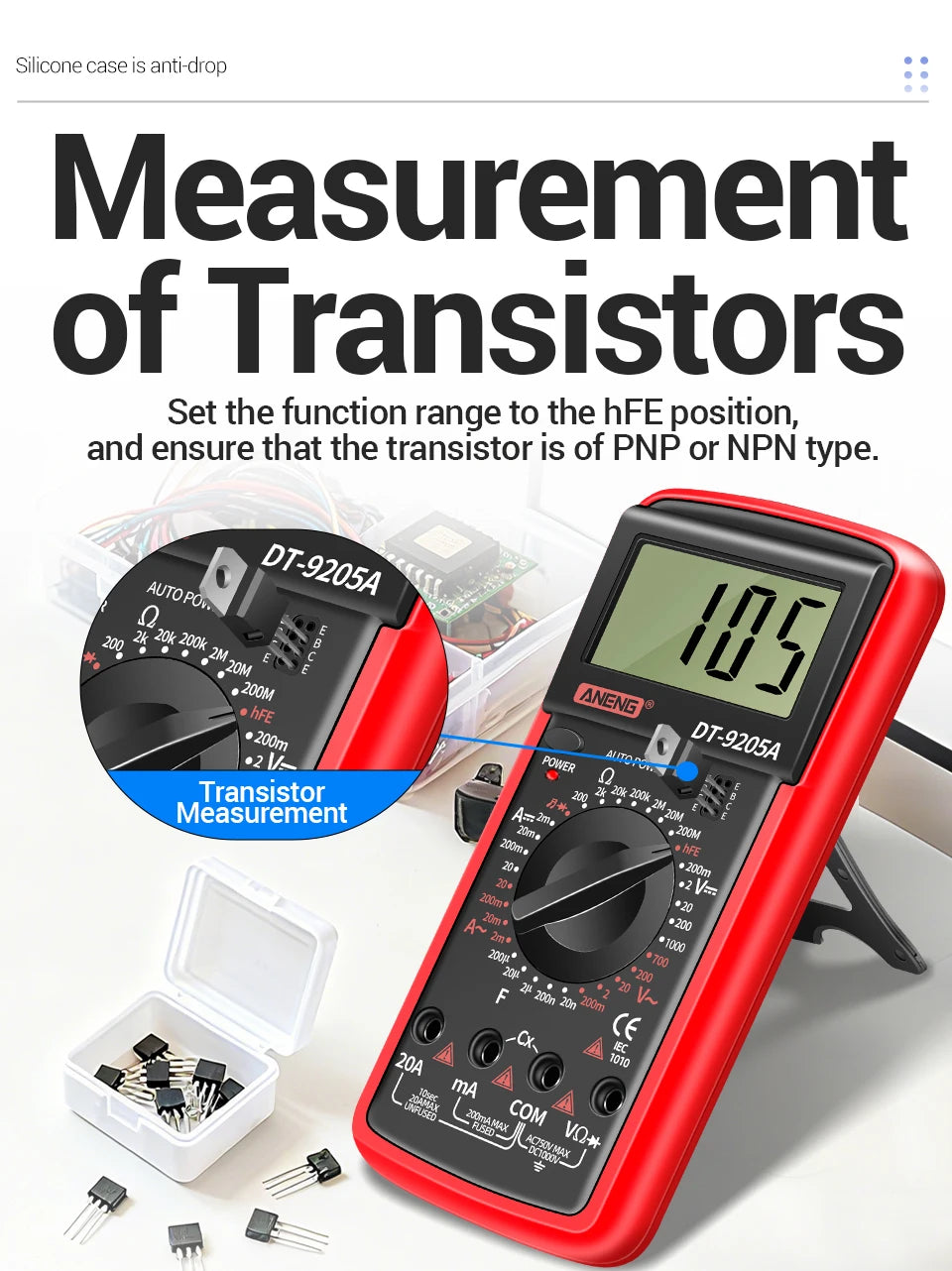 Profesional Digital Multimeter AC/DC Voltage Current Test ANENG Capacitance NCV Resistance Ohm Electrical Test Meter Tools