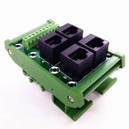 DIN Rail Mount  RJ45  Module,Unshielded RJ45 8P8C Jack 4-Way Buss Breakout Board, Terminal Block, Connector.