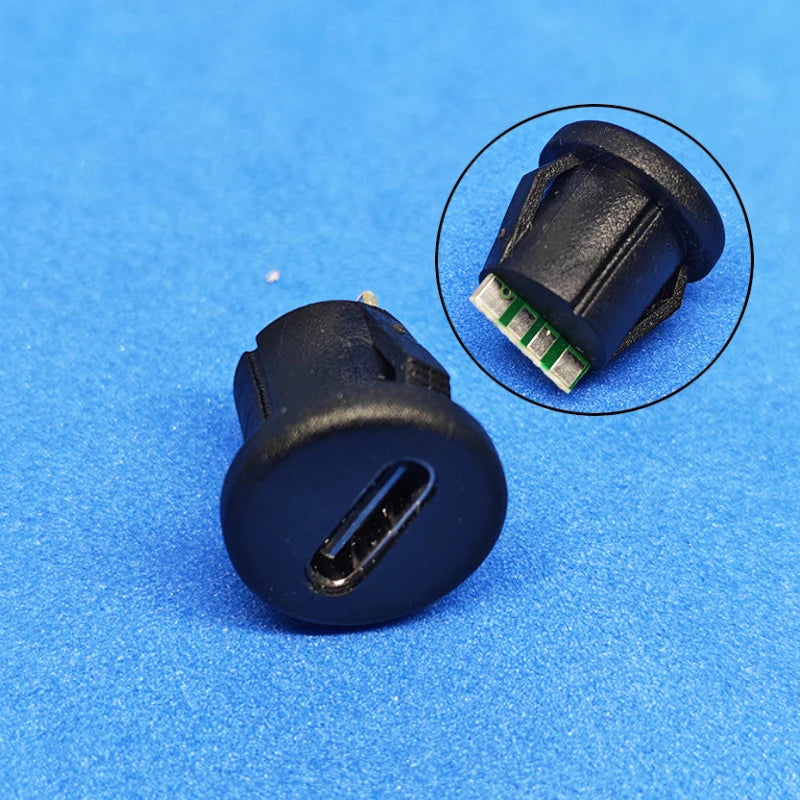 1/2/5PCS Type-C 6Pin Panel Mount Female Socket Waterproof USB-C Charger Plug Dock Connector For Fast Charging & Power ﻿