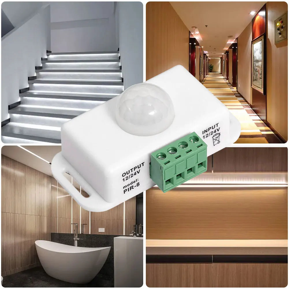 DC 12V 24V 6A PIR Motion Sensor Switch Automatic Adjust IR Infrared Detector Light Switch Module for LED Strip Light Lamp