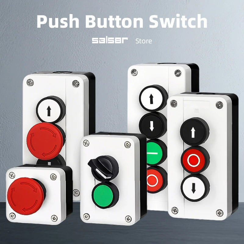 Push Button Box Switch Arrow Symbol Indicating Start Stop Recovery Reset Waterproof Emergency Stop Industrial Handheld Control