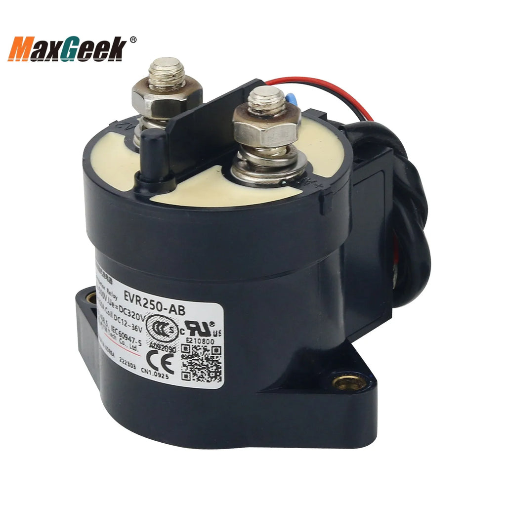 Maxgeek New Energy Resources EVR250-AB Coil 12-36VDC 320V/250A Electromagnetic Relay DC Relay Contactor for YM TECH