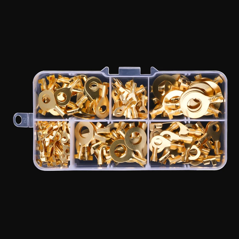 150/300/540pcs Boxed Terminal Block Wire Connector M3-M10 O-type Ground Lugs Terminal Cold-Pressed Copper Tab Wiring Nose