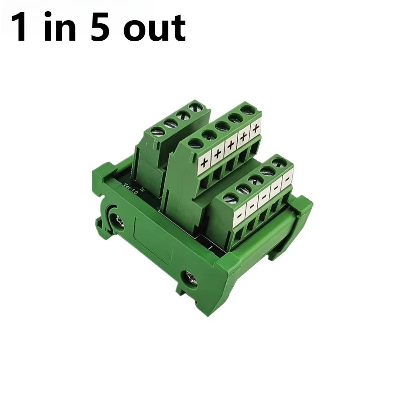 1PCS Guide Rail Terminal Block 1 In 5/8/16 Out Power Distribution Box Wire Parallel Module Guide Rail Terminal Block