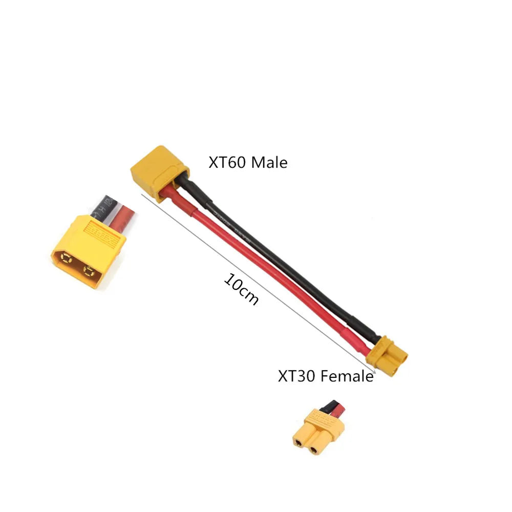1pcs XT60 to XT30 Connector Adapter Male/Female Plug 10CM 16AWG Silicone Wire Cable for RC FPV Quadcopter CineLog35 Drone Parts