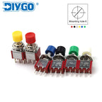 5PCS 3Pin C-NO-NC Reset Latching Toggle Switch Automatic return Push Button (ON)-OFF 5A125V/2A250V 6mm Mini Toggle Switches