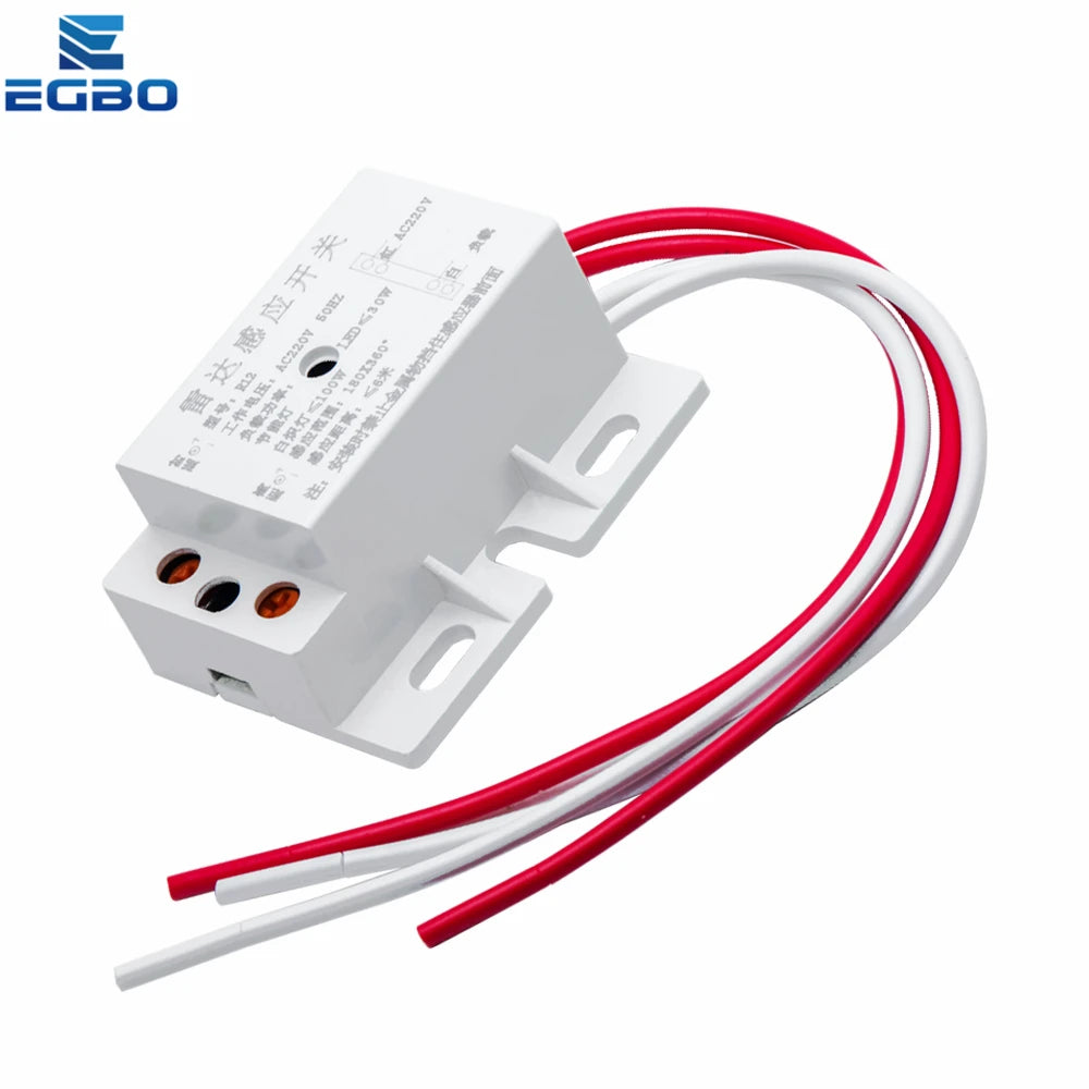 1~10PC 220V AC 50Hz Auto Infrared Sensor Switch PIR Microwave Radar Body Motion Sensor Module Adjustable For Time Distance Range