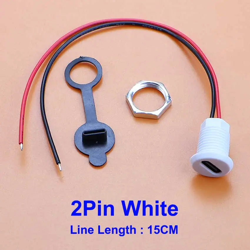 1/5pcs USB Type C Connector Type-C Female Socket With PH2.0 Terminal Nut Locking Plate Waterproof Charging Jack Port 15cm Wire
