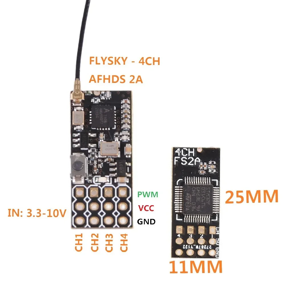 1/2/4PCS FS2A 4CH AFHDS 2A Mini Compatible Receiver PWM Output for Flysky I6 I6X I6S / FS-I6 FS-I6X FS-I6S Transmitter