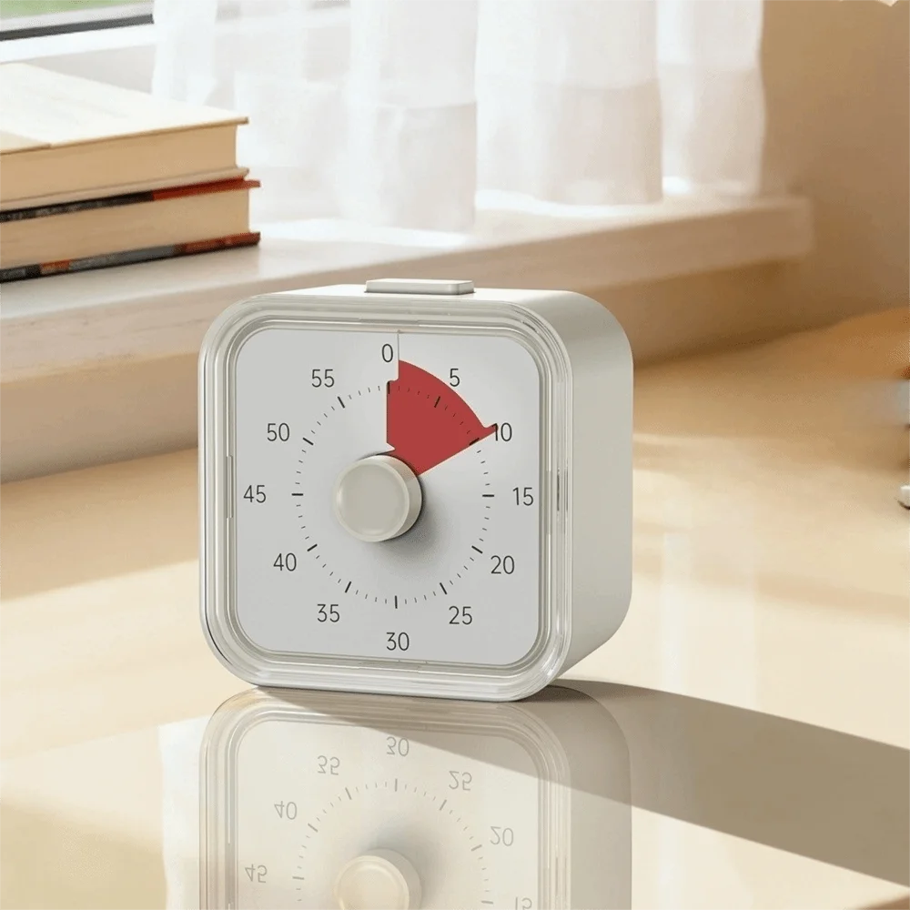 60 Minutes Visual Timer Ultra Silent Visualization Countdown Alarm Clock Self-discipline Round/Square Kitchen Timer