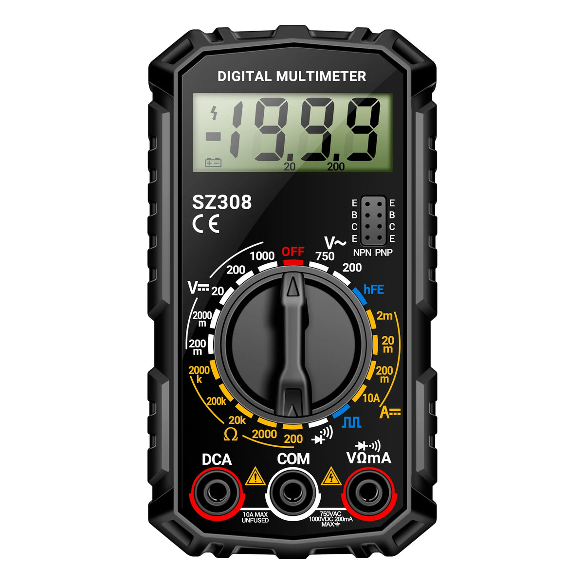 SZ308 1999 Counts Digital Multimeter Square Wave Tester Buzzer HFE Triode AC/DC Voltage Current Resistance Test Tool