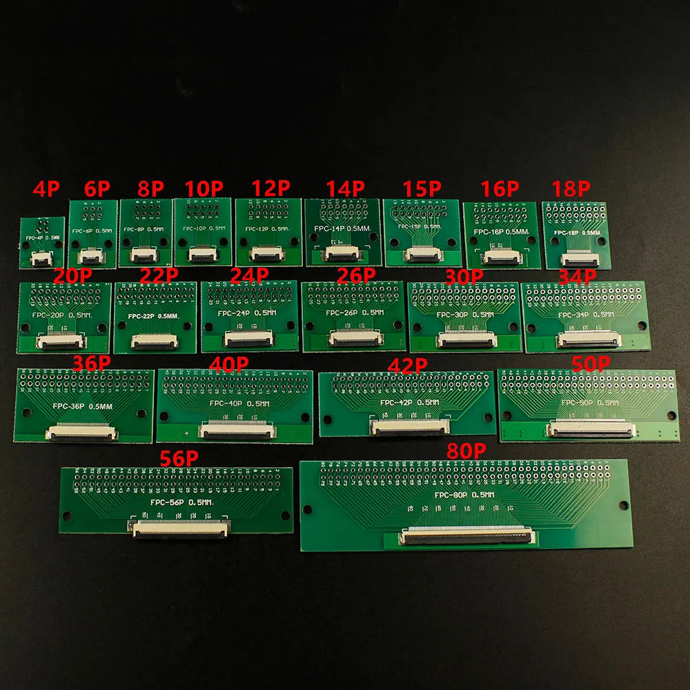 FPC FFC Flexible Cable Adapter Board SMT to 2.54mm 4P/6P/8P/10P/12P/14P/15P/16P/18P/20P/22P/24P/56P/80P 0.5mm Pitch Connector
