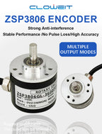 AUCHTEL 38mm Incremental Rotary Encoder 6mm D Shaft Optical Switch AB Z Phases 10-1024-3600 PPR 5-24VDC
