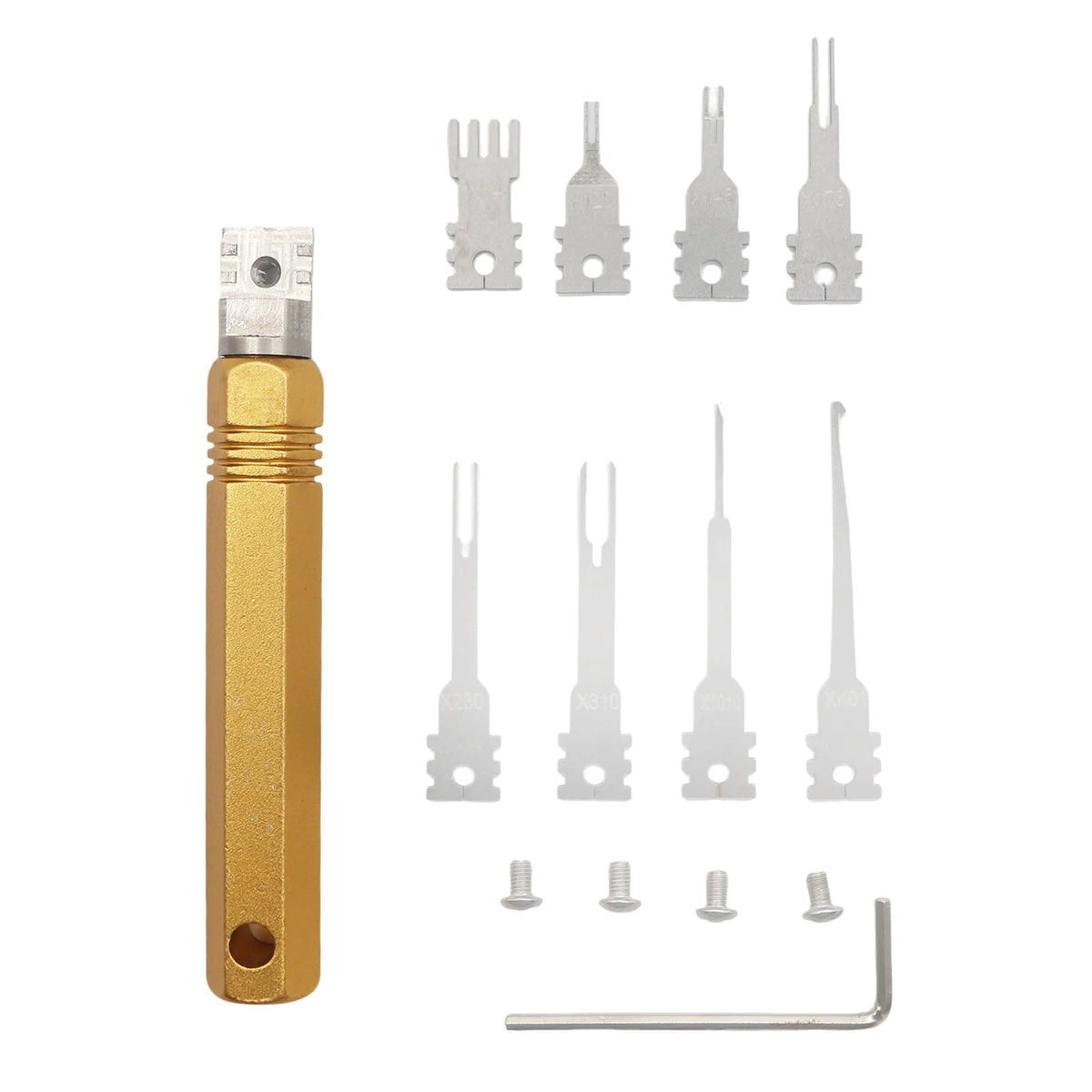 Double headed detachable terminal pin extraction tool suitable for AMP Metri Pack  Molex connectors, and General Motors repair