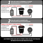 FILN 2Pcs 22mm Symbol Push Button Switch 20A IP67 Waterproof Latching Momentary Marine Switches 185 Replacement Symbols 5V-24V