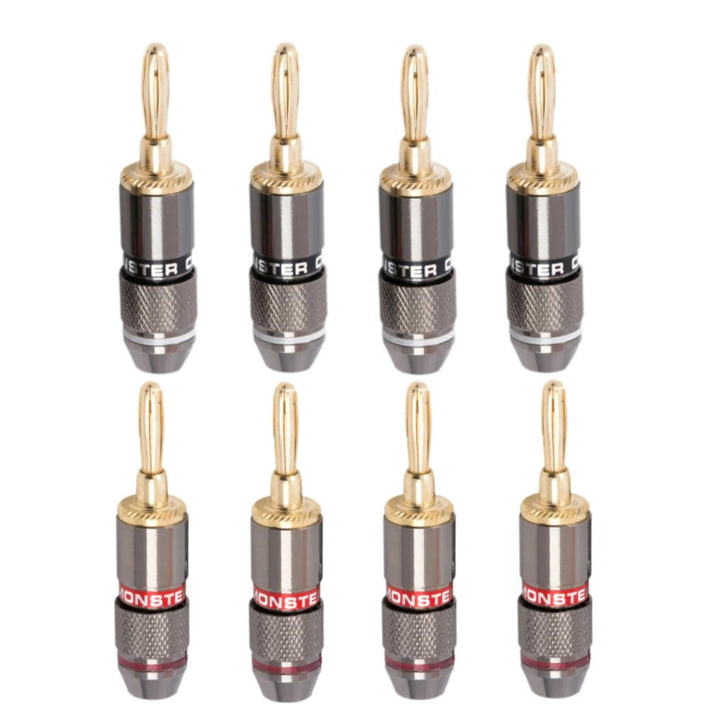 8Pcs 4mm Banana Plug 24K Gold Plated Pure Monster Copper Speaker Adapter Screw  Plugs Audio Connectors