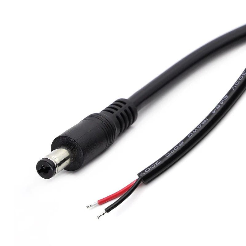 1/3/5/10Pc 18AWG DC5.5*2.1mm / 5.5*2.5mm Male Plug to Bare Wire Open End Power Wire Supply Repair Cable Connector Pigtails DIY