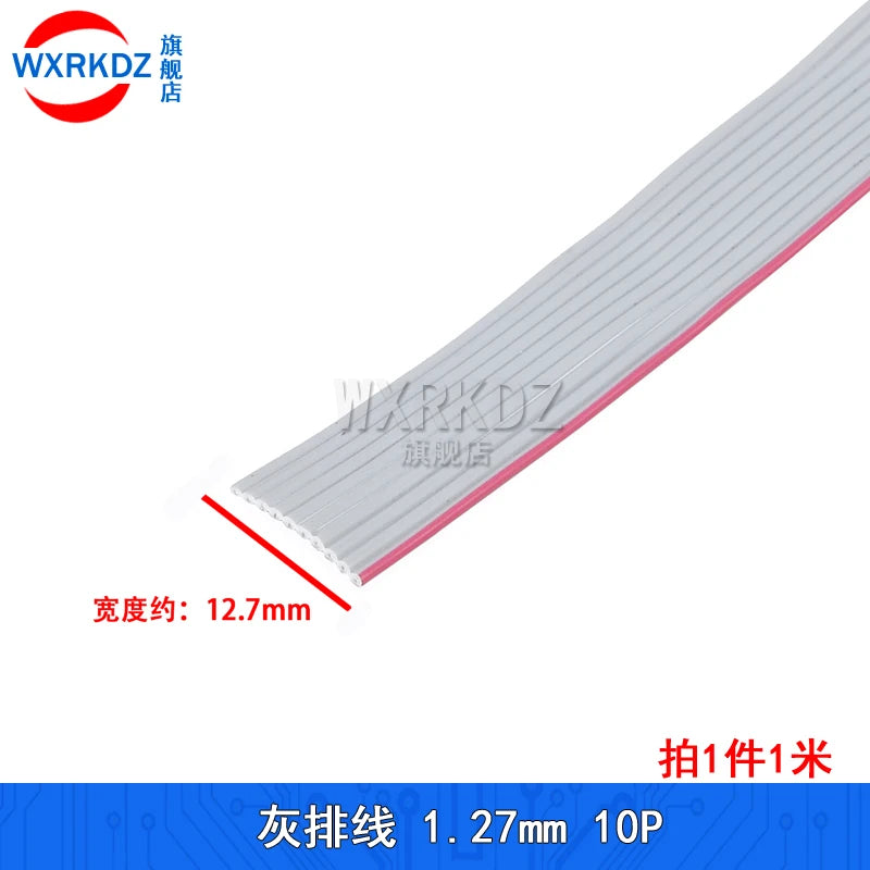 1Meter Gray Flat Ribbon Cable 1.27mm Pitch FC Data Wire Line 6/8/10/12/14/20/24/26/30/34P 40P 50 60 64P AWG28 300V For DIY