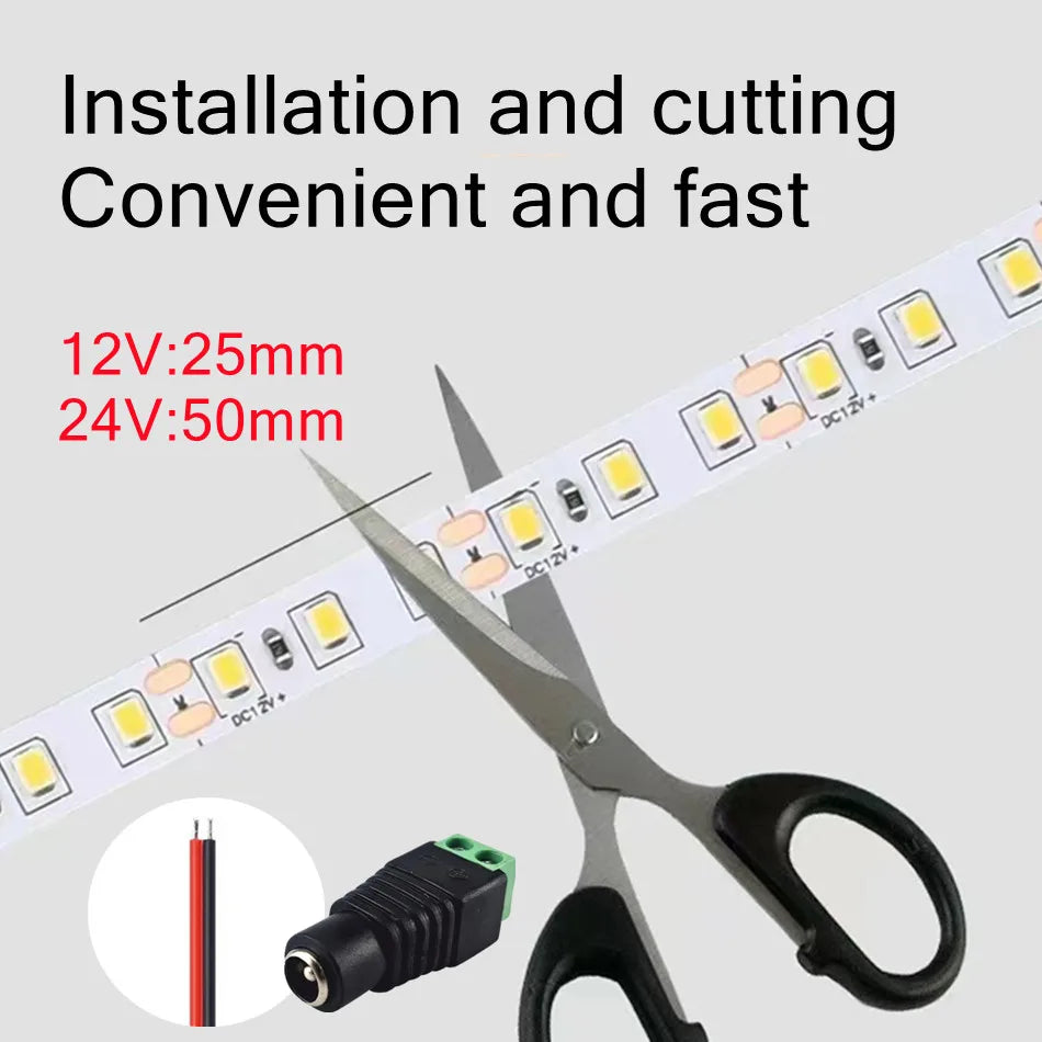 60LEDs/m 120LEDs/m Home DC12V Lamp Strip 2835 LED Strip Decor Red Ice Blue Green Yellow Pink Flexible And Cuttable Soft Lamp Bar