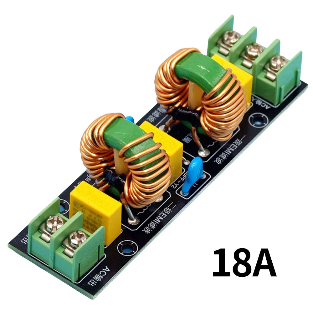 Power Supply Filtering Board Power Supply Filter EMI High Frequency Two-stage Power Low-pass Filter Board 2A-18A DIY Audio