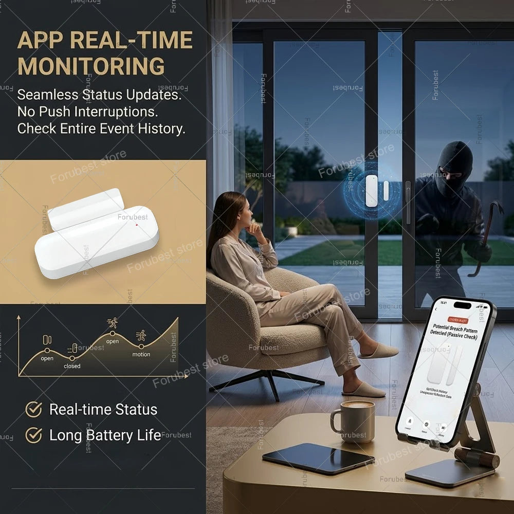 Zigbee Door Sensor Window Sensor Wireless Magnetic Open Closed Detector Smart Home Security Burglar Sensor For Tuya Z2M HA Hub