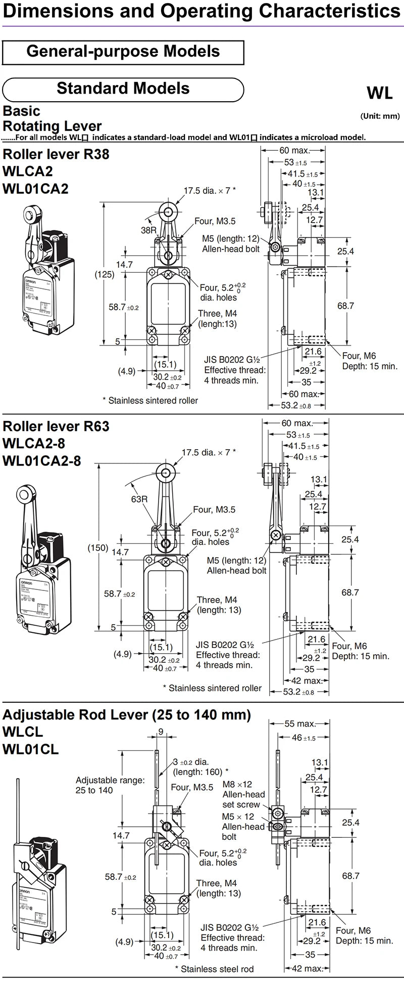 Authentic New Omron WLCL-N  WLNJ  WLNJ-2-N  WLNJ-30-N  WLNJ-N  WLNJ-Q  WLNJ-TH-N Two-Circuit Limit Switches Long-Life Models