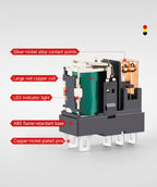 Thin-Flat Intermediate Relay 1NO1NC/2NO2NC 8A 24VDC | Compatible with  RJ1S-CL-D24 & RJ2S-CL-D24 | DIN Rail Relay for Contro