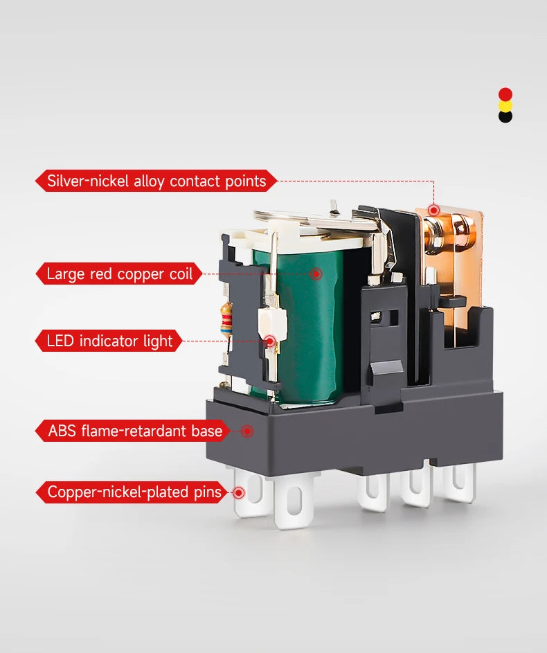 Thin-Flat Intermediate Relay 1NO1NC/2NO2NC 8A 24VDC | Compatible with  RJ1S-CL-D24 & RJ2S-CL-D24 | DIN Rail Relay for Contro