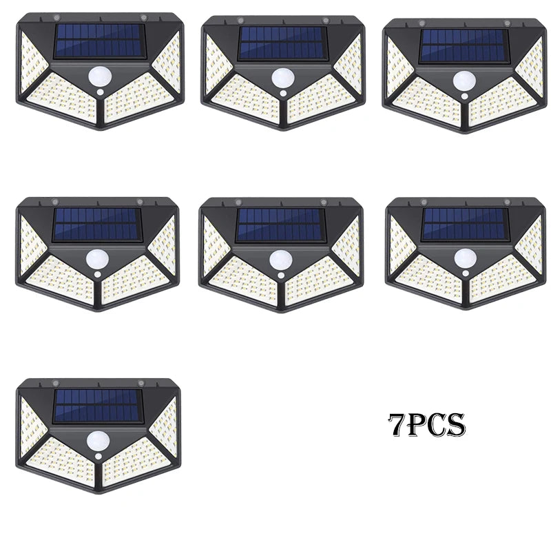 1-12 Pack Solar Lights Outdoor 100 LED Wall Lamp Motion Sensor Lights Waterproof Solar Street Light for Garden Porch Yard Garage