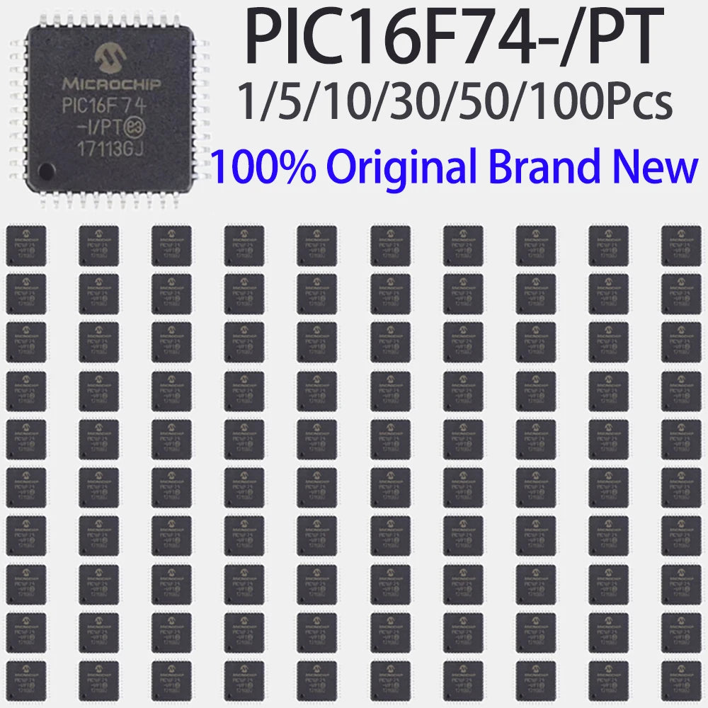 1~100Pcs  PIC16F74-I/PT Qfp44 Surface Mount Smd Chip 8 Bit Pic Microcontroller Mcu Integrated Circuit For Electronic Diy Project