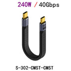 Elbow USB 4.0 Gen3 40Gbps FPC Cable PD 240W 5A Quick Charge USB C to Type C Cable Thunderbolt 3 8K @ 60Hz USB C Data Cable