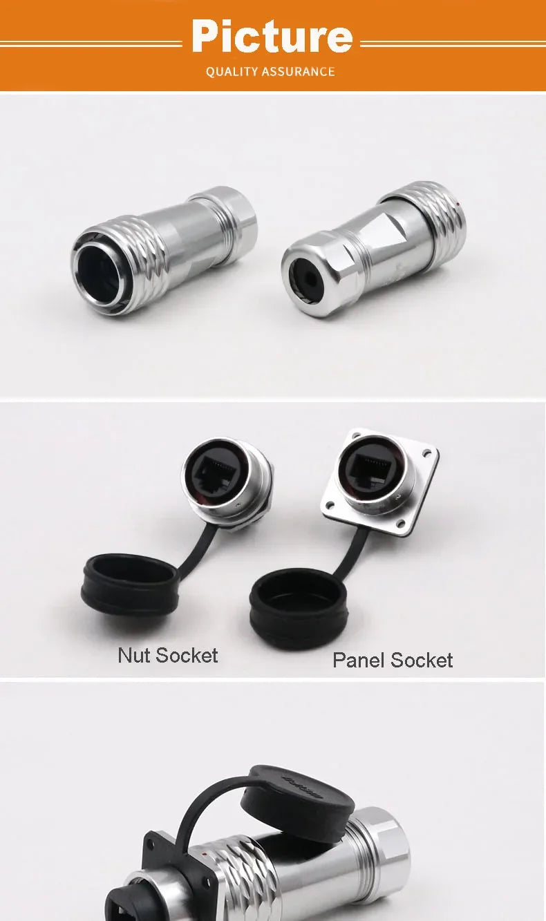 WEIPU SA24 RJ45 8P8C Metal Shell Waterproof Industrial M24 Ethernet Cable Ethernet Network Connector Signal Panel Mount Charge