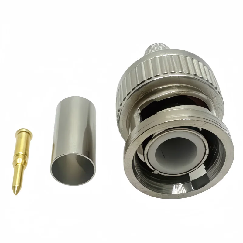 1/5Pcs/lot BNC Male RF Connector Plug Crimp For RG58 LMR195 Cable Straight Nickelplated 50Ohm Wholesale