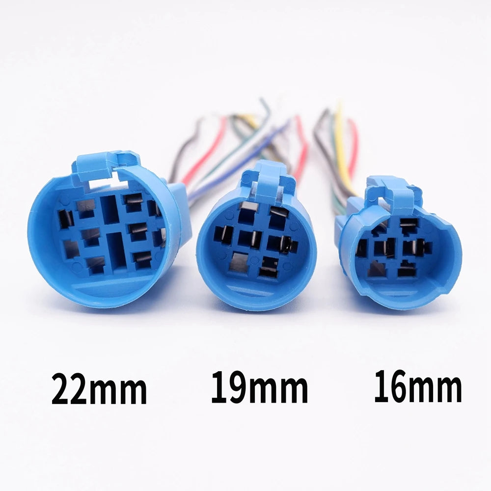 16/19/22mm Customized Metal Push Button Switch with Socket Start Stop For Car Boat Fog Black/Silver Waterproof LED Light 12V 24V