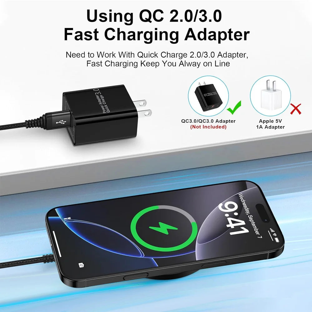 15W Wireless Charger Pad, Mirror‑Surface Design, Fast Induction Charging.Compatible with iPhone, Samsung and Apple Earphones.