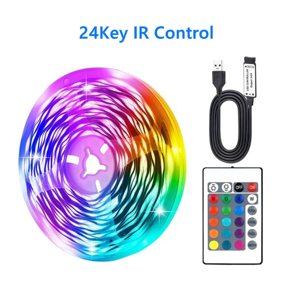 DC 5V LED Strip Light RGB USB 24Key Bluetooth Infrared LED Remote Control For Holiday Lighting Room Decoration Gaming For Girls