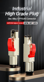 AMPCOM RJ45 Connector, CAT8 STP Tool Free Shielded Modular Plugs CAT7 CAT6A Zinc Alloy Field Termination Plug 40Gbps 2000Mhz