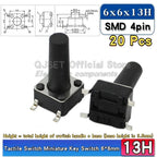 20pcs SMD Tactile Switch 6*6*4.3mm 6x6x5/6/7/8/9/10/11/12/13/14mm 6X6 4-Pin SMT Induction Oven Touch Tactile Button Micro Switch