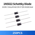250PCS 1N5822 IN5822 Schottky Diode 3A 40V DO-27 Axial Low Forward Voltage Drop Rectifier Diodes 3 Amp 40 Volt