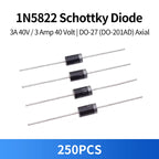 250PCS 1N5822 IN5822 Schottky Diode 3A 40V DO-27 Axial Low Forward Voltage Drop Rectifier Diodes 3 Amp 40 Volt