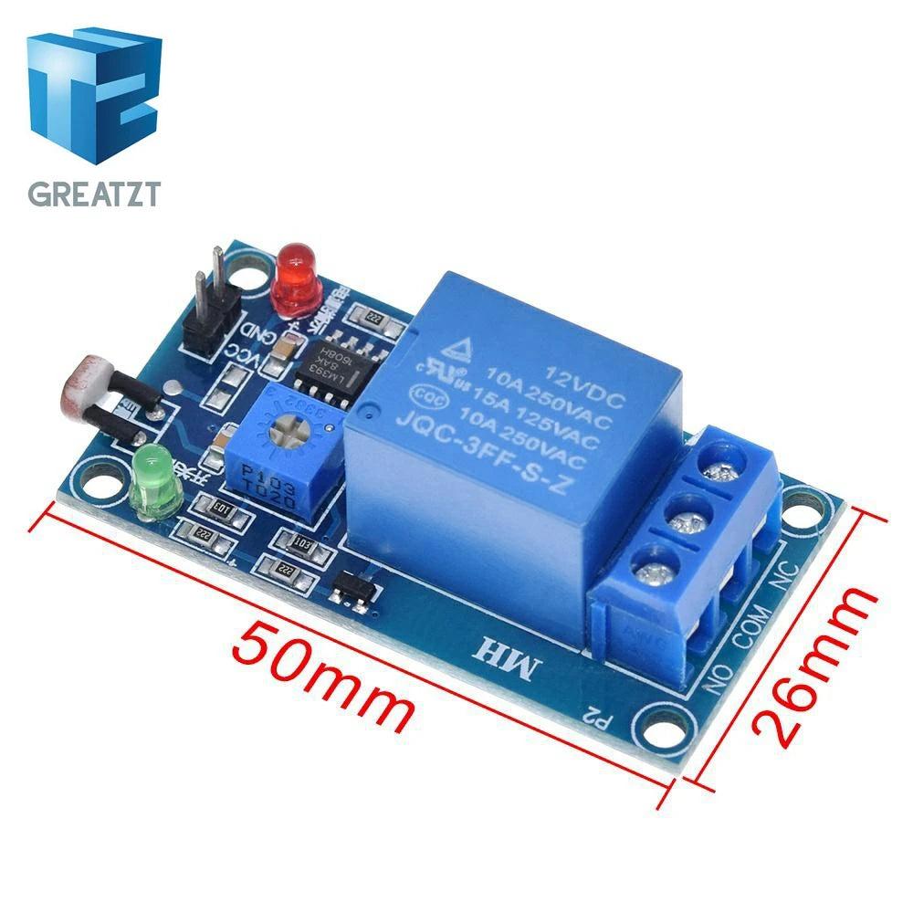 5V 12V Light Sensor Switch LDR Photoresistor Relay Module for Arduino - Light Detection Photosensitive Sensor Board