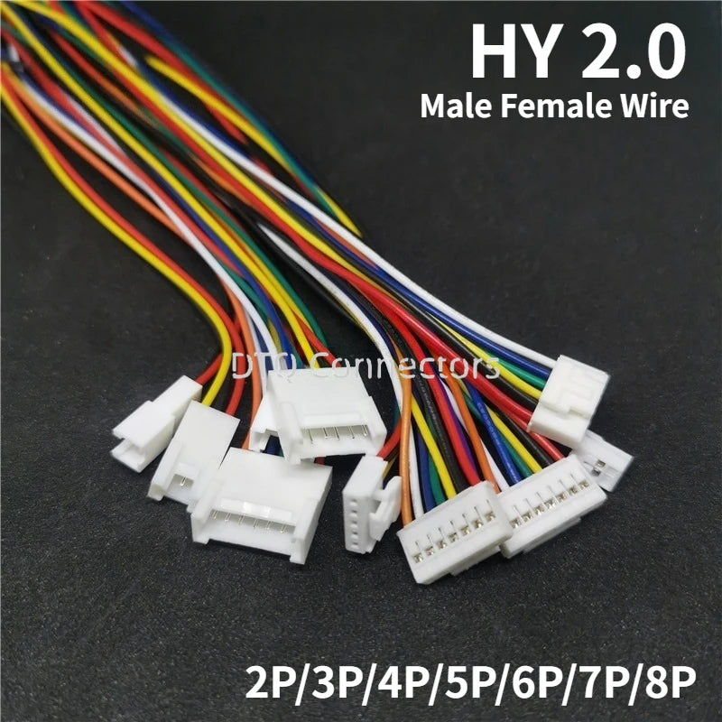 5Pair HY2.0 Plug-in Buckle Terminal Wire 2P 3P 4P 5P 6P 7P 8P Male Female 20Cm Single Ended Electronic Wire 26AWG