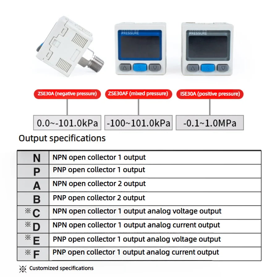 Vacuum Digital Display Pressure Switch High Precision Pressure Gauge Positive and Negative Pressure ISE30A ZSE30A Pneumatic